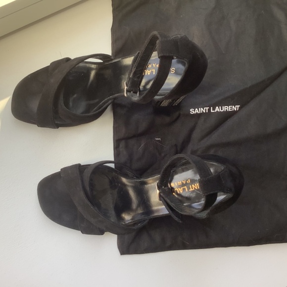 Saint Laurent Black Suede Pumps with Rhinestone Heels - showstoppers! - Picture 3 of 5